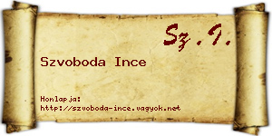 Szvoboda Ince névjegykártya